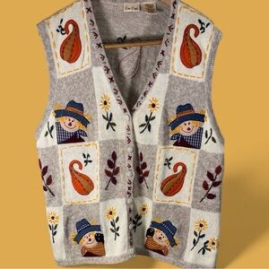 Vintage Bobbie Brooks fall Harvest patchwork sweater vest.